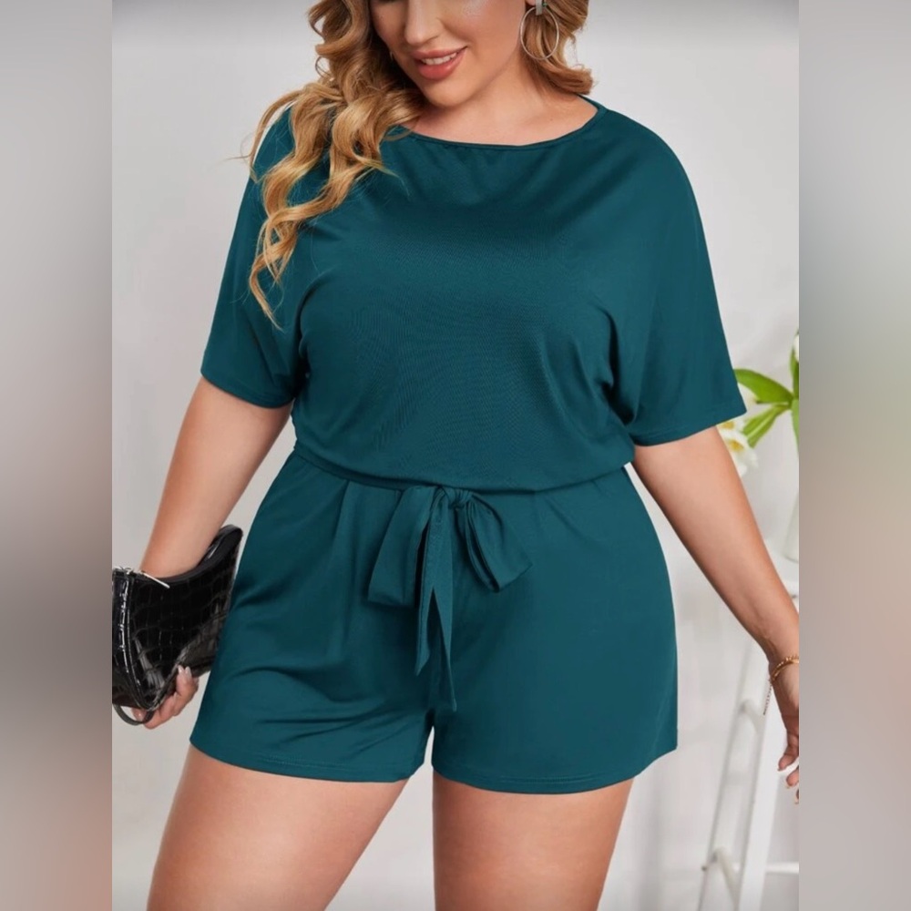 Teal Short Sleeve Jumpsuit